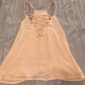 FOREVER 21 blush pink criss cross tank